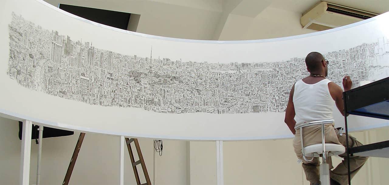 Stephen Wiltshire draws Tokyo Panorama