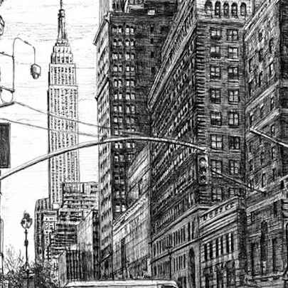 The Artwork Street scene of 34th street New York