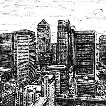 The Artwork View of Canary Wharf from Pan Peninsula