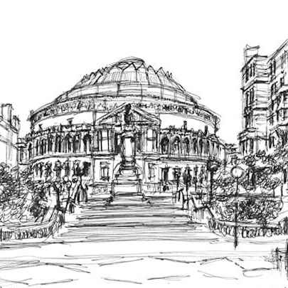 The Artwork Royal Albert Hall from the steps of Royal College of Music