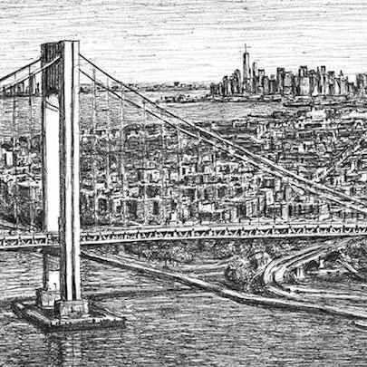 The Artwork Aerial view of Verrazano Narrows Bridge