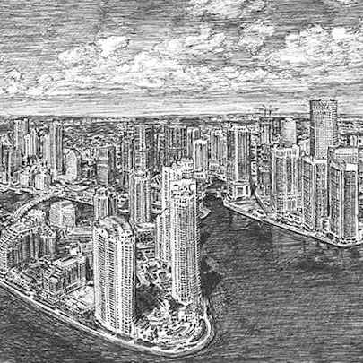 The Artwork Aerial view of Downtown Miami