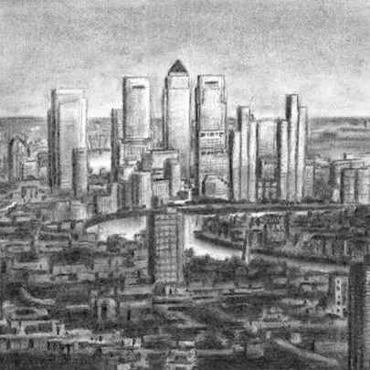 The Artwork View of Canary Wharf - charcoal