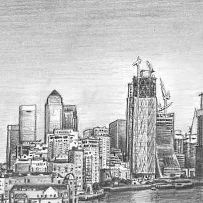 The Artwork View of Canary Wharf skyline, London