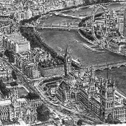 The Artwork Aerial view of Houses of Parliament and Westminster Abbey