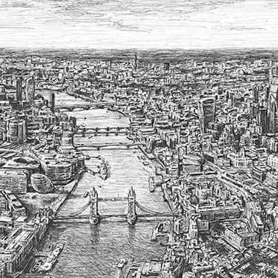 The Artwork Aerial view of Tower Bridge and River Thames, London