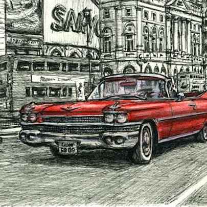 The Artwork 1959 Cadillac Convertible at Piccadilly Circus