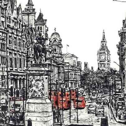 The Artwork View of Whitehall from Trafalgar square