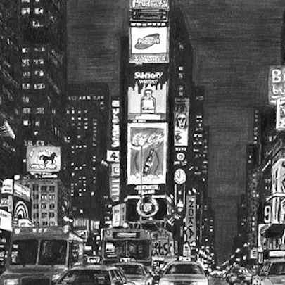 The Artwork Times Square at night