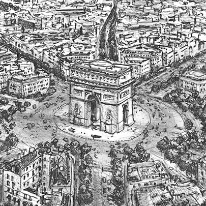 The Artwork Aerial view of Arc de Triomphe