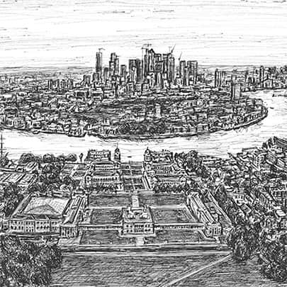 The Artwork Canary Wharf from the Greenwich Observatory