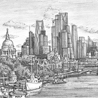 View the artwork City of London ten years in the future - Original Drawings