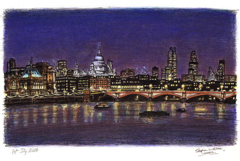 Prints Of St Pauls And London Skyline At Night Drawing