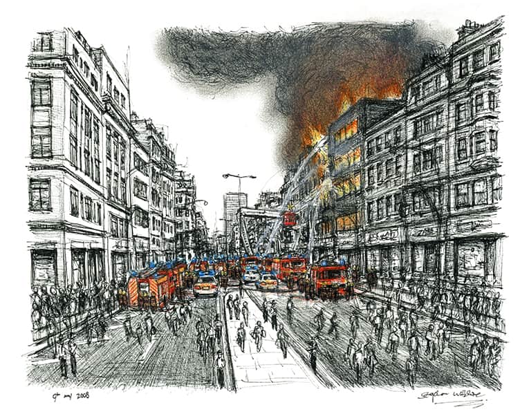 city on fire drawing
